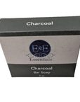 Charcoal soap bar package with E & E Essentials branding and Black-owned skincare label