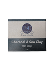 Charcoal & Sea Clay Bar Soap packaging, highlighting cold process natural ingredients for oily skin.