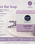 E & E Essentials Lavender Bar Soap packaging with ingredients list on a white background