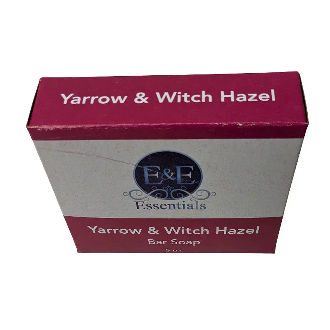 Box of Yarrow & Witch Hazel bar soap with E&E Essentials branding on a white background