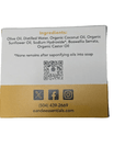 Frankincense Bar Soap ingredient label featuring olive oil, coconut oil, and frankincense