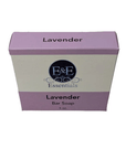 Lavender Bar Soap box view, highlights premium essential oil infusion and calming scent for relaxation
