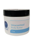 Unscented Body Butter in a 2 oz jar for dry and sensitive skin hydration.