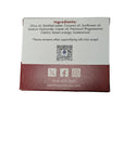 Patchouli & Cedarwood Soap ingredients label, listing olive, coconut, sunflower oils for sensitive skin