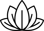 Black outline of a lotus flower on a white background