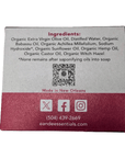 Yarrow & Witch Hazel Soap label showing ingredient list and contact, cold process facial bar, white background
