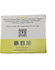 Lemongrass Bar Soap ingredients label with contact details and social media icons.