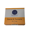 Natural bar soap with carrot and turmeric for glowing skin, offering a refreshing cleansing experience.