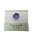 Peppermint bar soap packaging with brand logo and name.