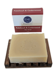 Patchouli & Cedarwood moisturizing bar soap with natural ingredients for dry skin.
