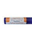 Sweet Orange Lip Balm tube with natural ingredients like cocoa butter, coconut oil, and sweet orange essential oil.