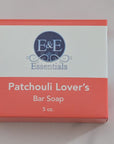 Box of E&E Essentials Patchouli Lover's Bar Soap on a marble surface