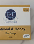Box of E&E Essentials Oatmeal & Honey Bar Soap on a light gray background
