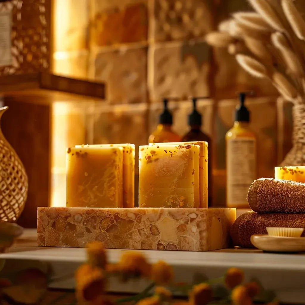 Natural turmeric soap promoting a youthful complexion for radiant, healthy skin