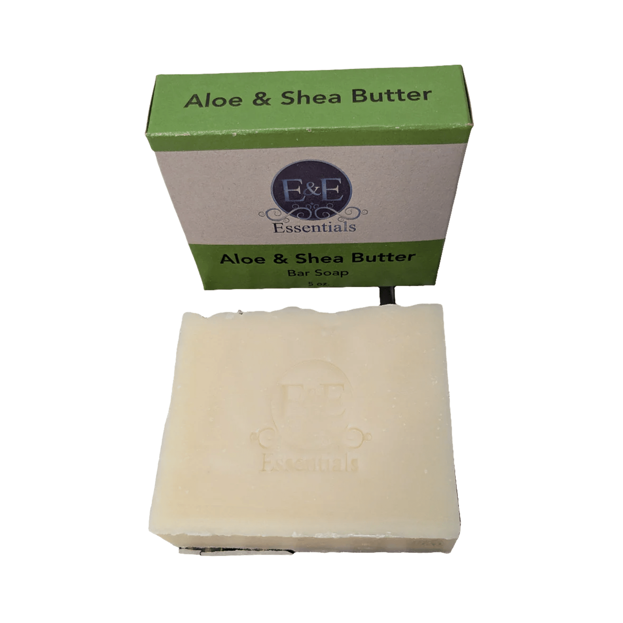 Aloe &amp; Shea Butter Bar Soap with green packaging, natural cold-process bar for sensitive skin