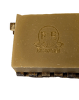 Carrot & Turmeric Bar Soap on wood soap dish, ideal for daily natural acne and dark spot care