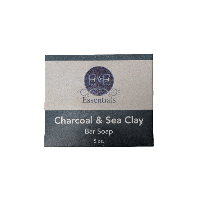 Charcoal &amp; Sea Clay Bar Soap packaging, highlighting cold process natural ingredients for oily skin.