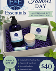 E&E Essentials Father's Day gift set with products and packaging details.