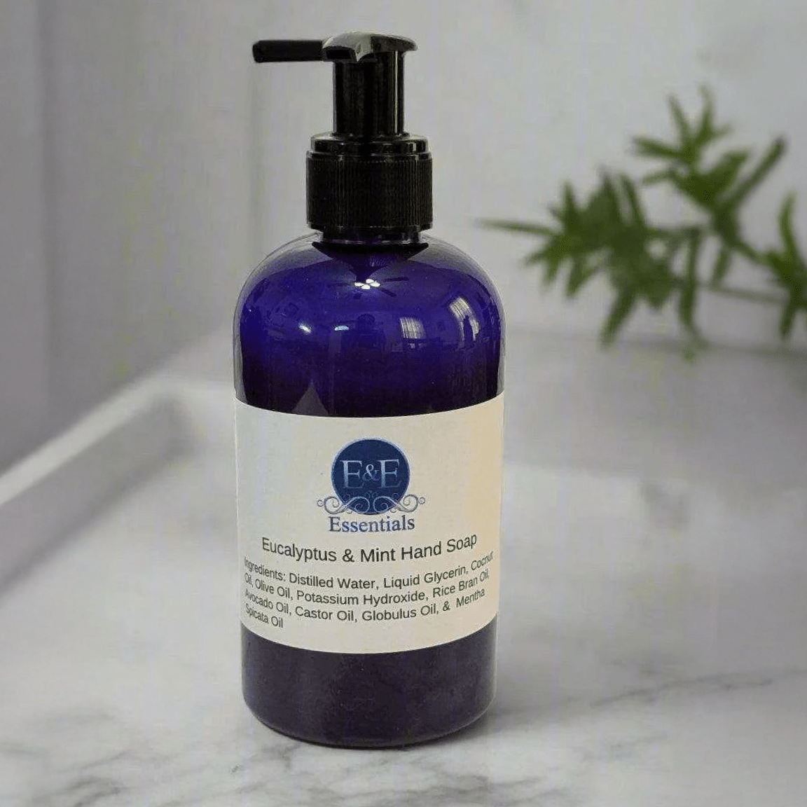 Eucalyptus Mint Hand Soap by E & E Essentials, plant-based formula in branded packaging