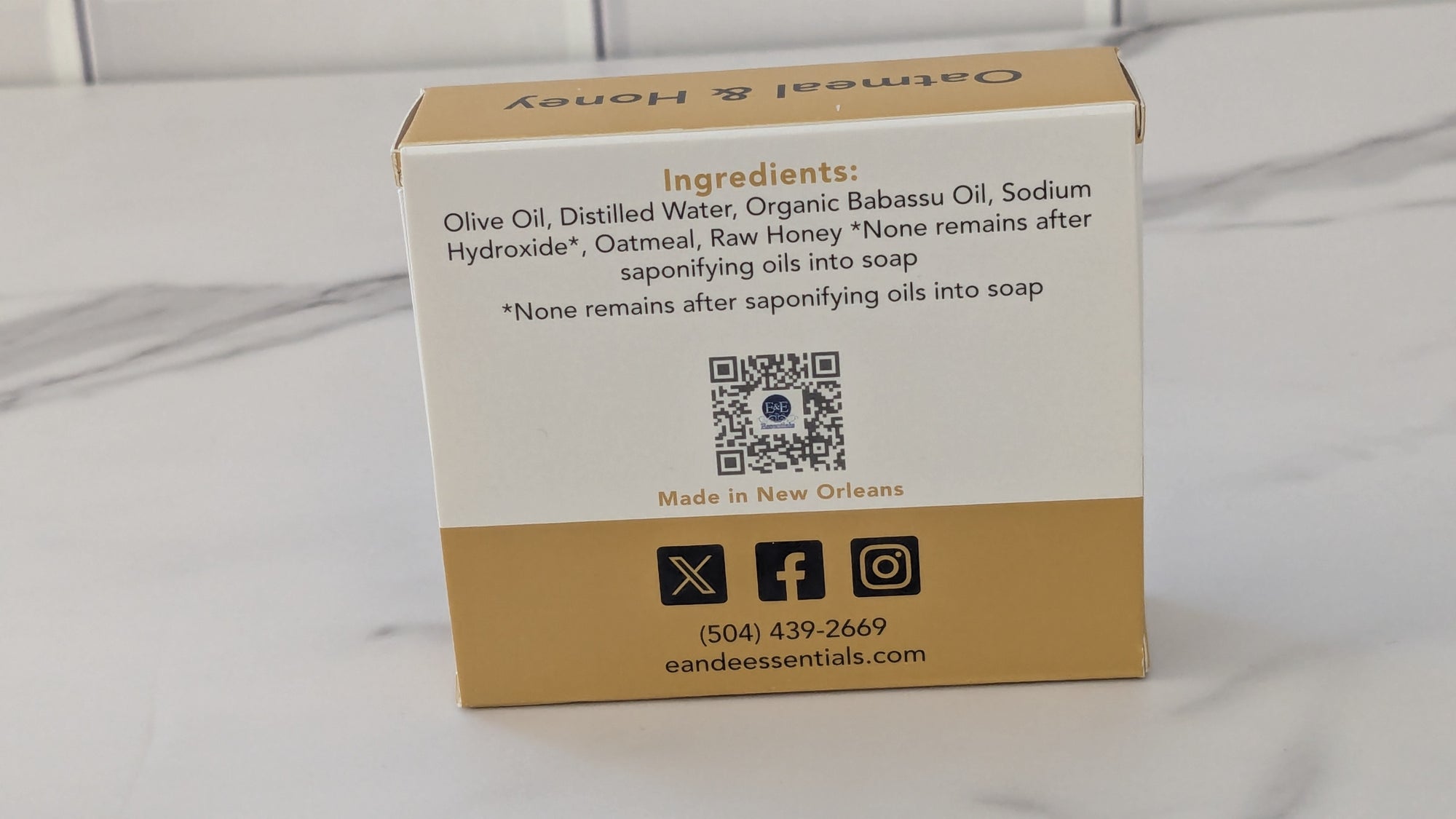 Oatmeal &amp; Honey Bar Soap (Coconut Oil Free) - E &amp; E Essentials