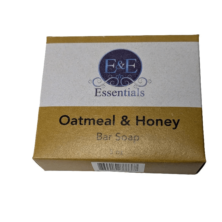 Oatmeal &amp; Honey Bar Soap in eco-friendly packaging labeled for daily use and sensitive skin benefits