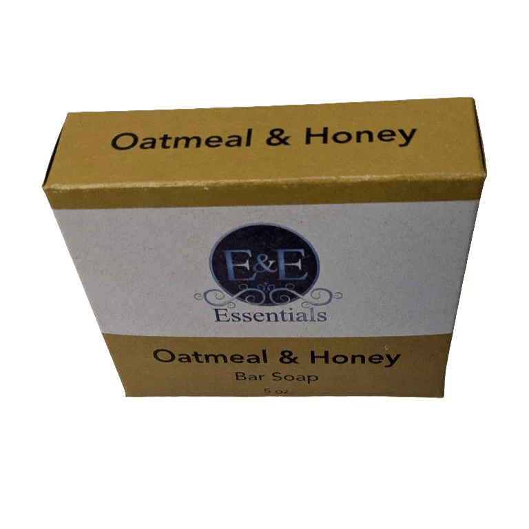 Oatmeal &amp; Honey Bar Soap with ingredient list on recyclable packaging for all skin types