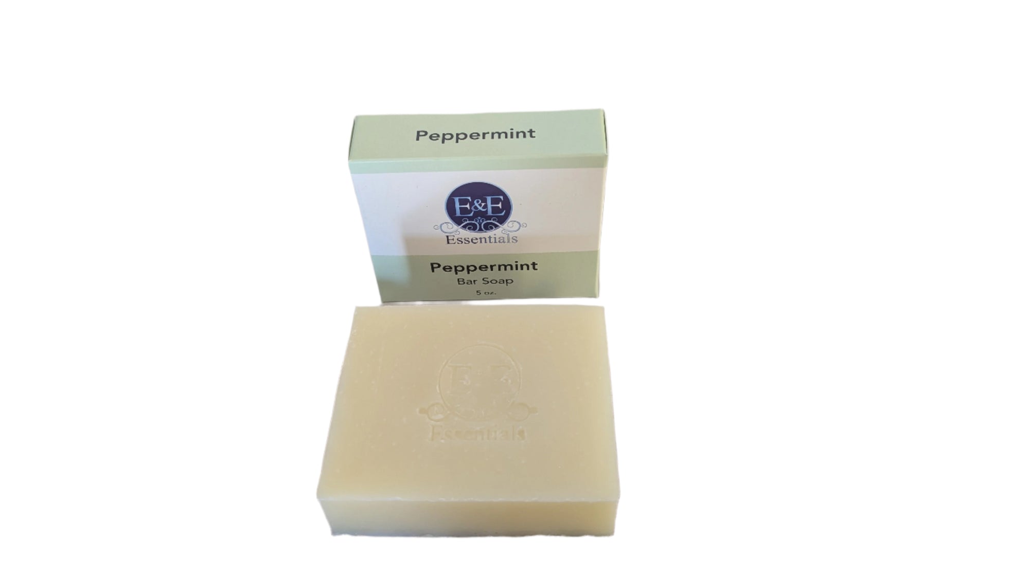 Handcrafted Peppermint Bar Soap on wooden surface