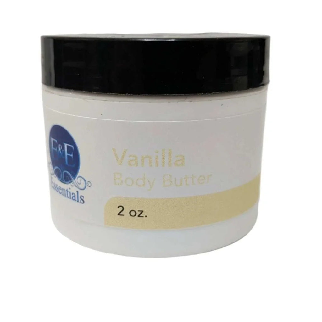 Vanilla Body Butter jar, 2 oz, for deep hydration and silky-smooth skin.