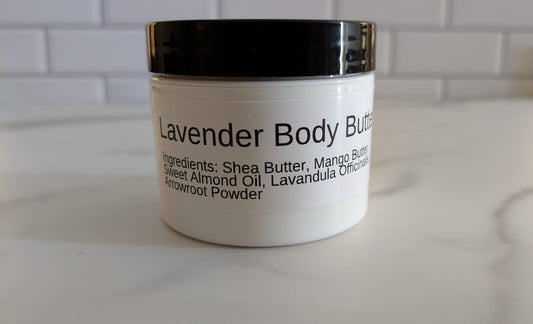 Jar of Lavender Body Butter on white background