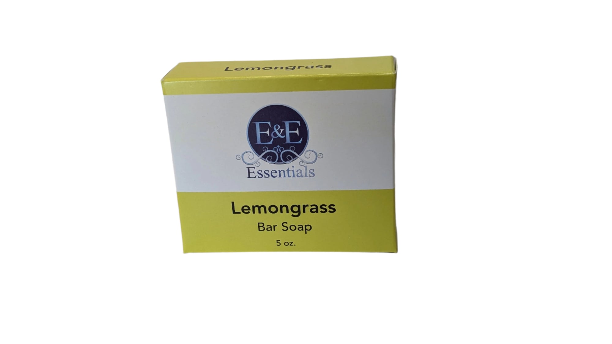 Lemongrass-scented bar soap on a white background