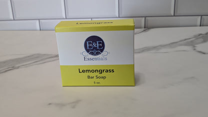 Handcrafted lemongrass bar soap on white background