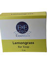 Lemongrass-scented bar soap on a white background