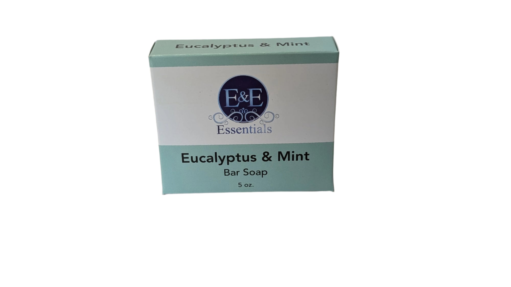 Eucalyptus & Mint Bar Soap in its packaging on a bathroom counter