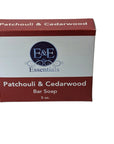 Close-up of Patchouli & Cedarwood scented soap bar