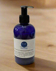 Patchouli & Cedarwood Liquid Hand Soap on wood, plant-based formula for sensitive and eczema-prone skin