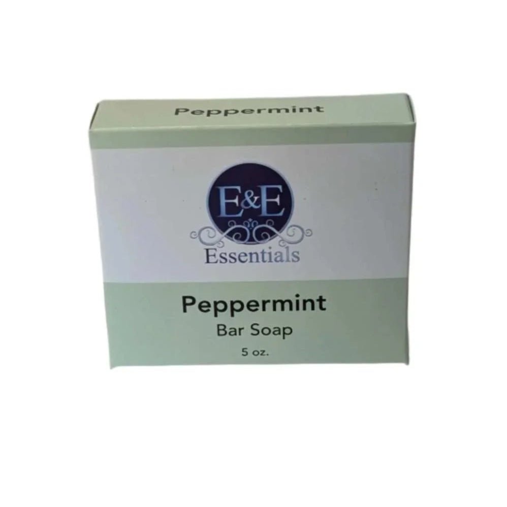 Peppermint Bar Soap packaging, natural ingredients, suitable for sensitive skin