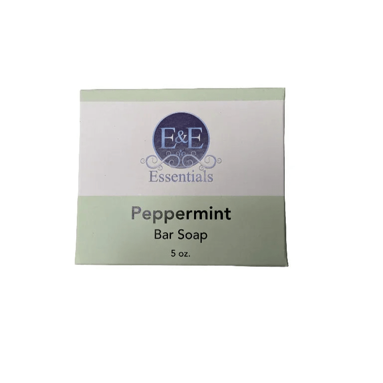 Peppermint Bar Soap branding and logo, Black-owned E &amp; E Essentials packaging