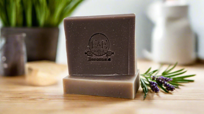 Lavender soap bar with embossed brand logo