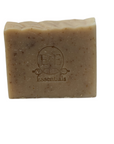 Oatmeal & Honey Bar Soap with a brown label