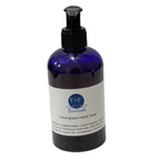 Lemongrass Liquid Hand Soap in a blue pump bottle for moisturizing and cleansing.