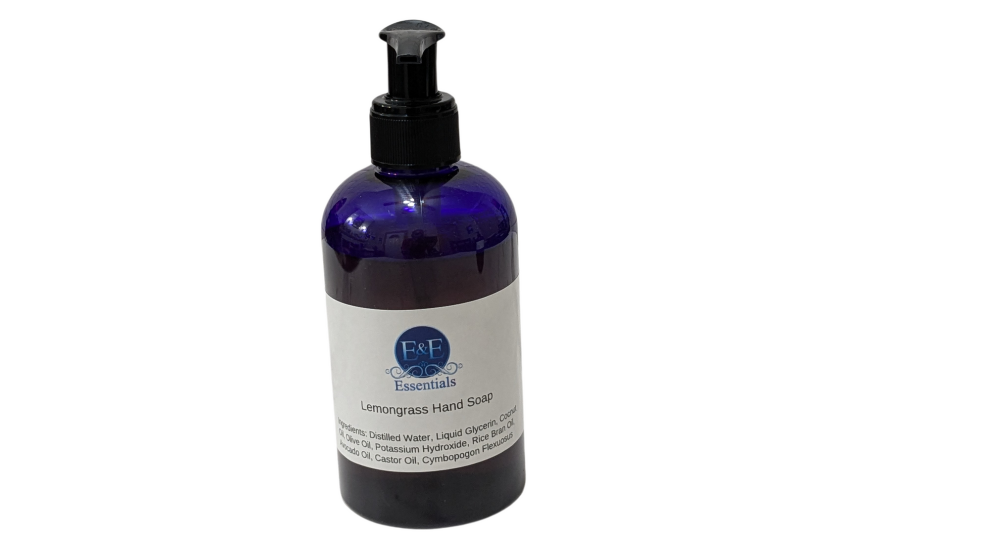 Lemongrass scented liquid hand soap in a clear pump bottle