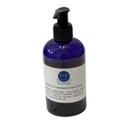 Patchouli & Cedarwood Liquid Hand Soap for dry and sensitive skin in blue bottle.