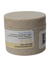 Natural Vanilla Body Butter for dry and mature skin, shown in labeled jar with key plant-based ingredients