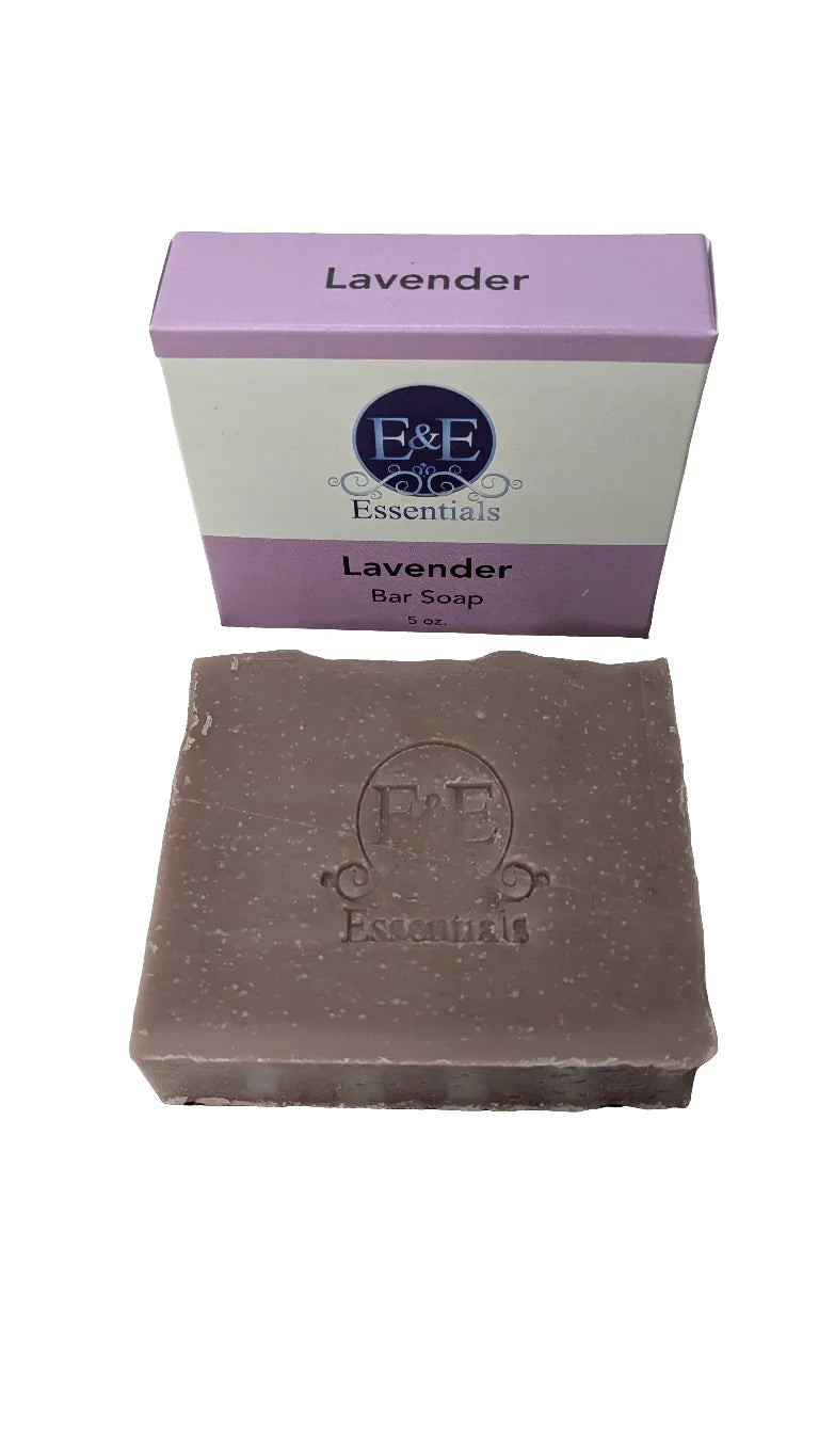 Lavender bar soap with essential oils for calming and nourishing skin care.