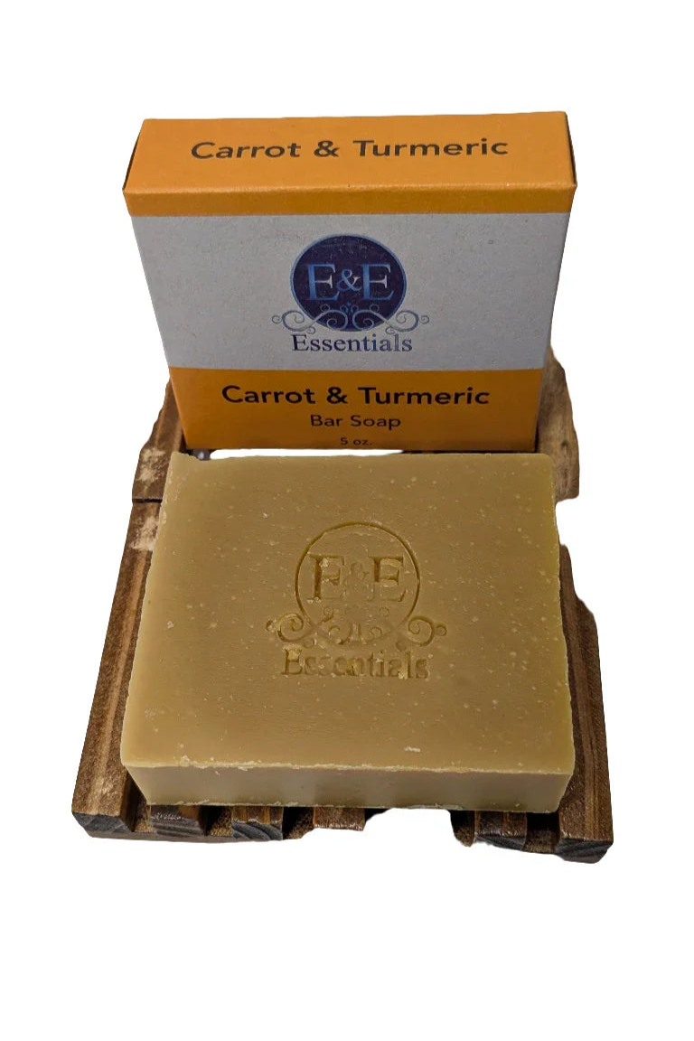 Carrot and turmeric bar soap for dark spots and acne, natural skincare solution.