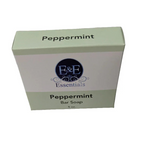 Peppermint bar soap packaging with E&E Essentials branding.