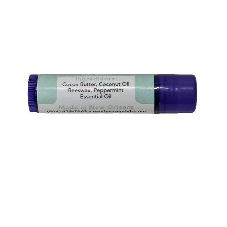 All-natural peppermint lip balm with nourishing oils for dry, chapped lips.