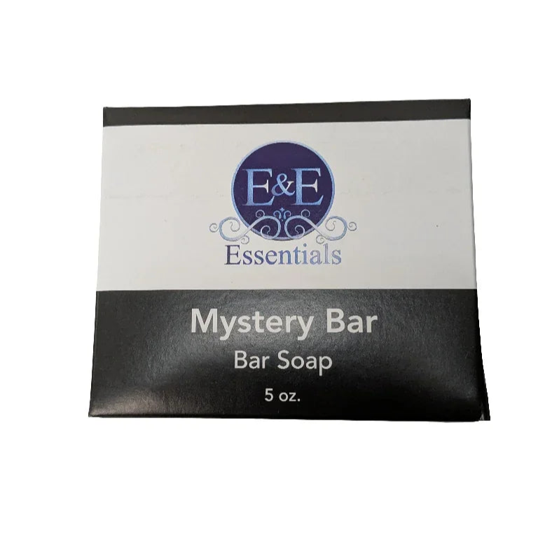 Mystery Bar Soap packaging featuring E&E Essentials logo, 5 oz.