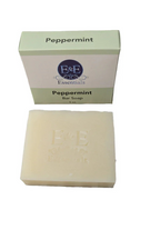 Peppermint Bar Soap with packaging, invigorating and suitable for all skin types.