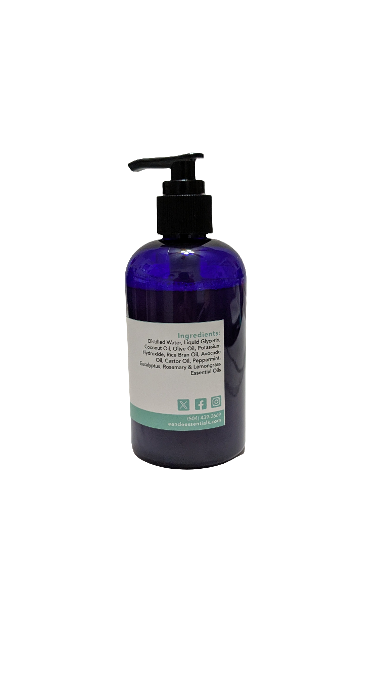 Bayou Breeze Hand Soap bottle with natural oils and minty aroma.